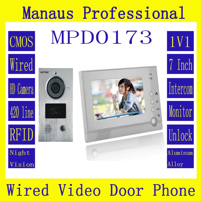 

Newest Handfree intercom One to One Video Doorphone Kit Configuration Smart Home 7" LCD Screen Video Intercom Phone D173a