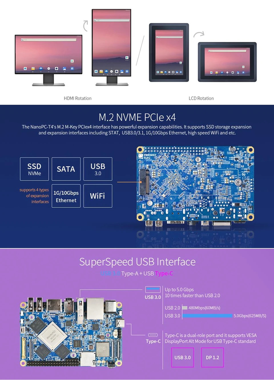 FriendlyARM NanoPC-T4 Rockchip RK3399 Cortex-A72 Cortex-A53 VR AI OpenCV TensorFlow MIPI двухдиапазонный Wi-Fi M.2PC 4 Гб Оперативная память 16 Гб EMMC