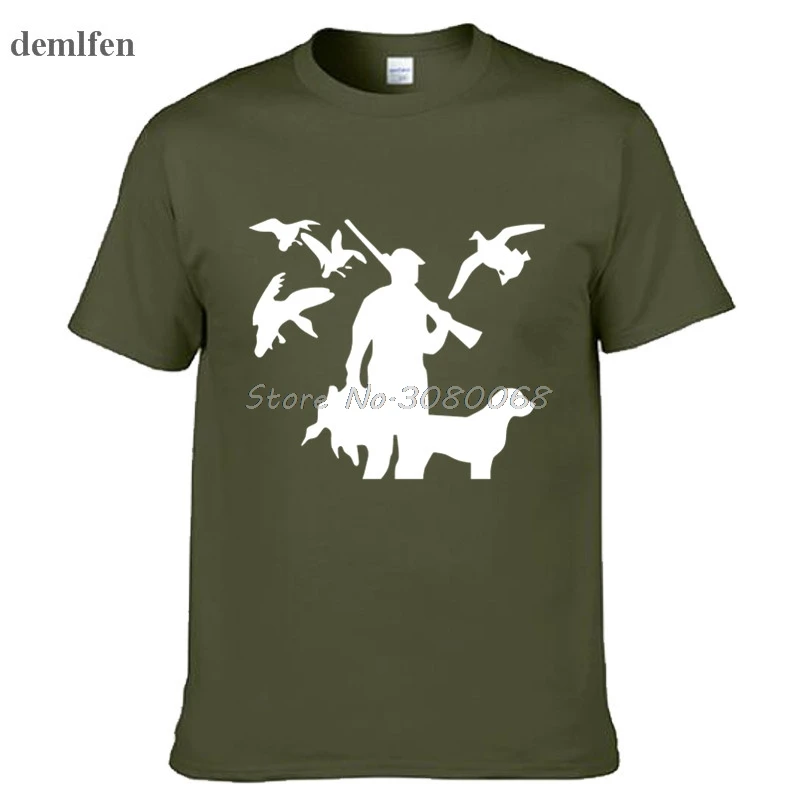

Summer Men's Fashion Short Sleeve Tee Tops New Hunter & Dog Print T-shirt Casual O-neck Cotton Tshirt Brand Clothing