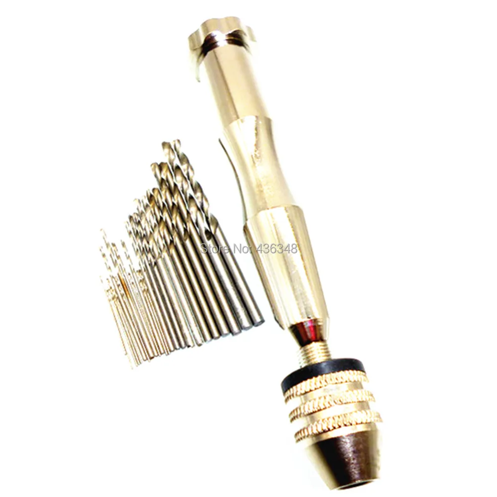 

25pc Hss Metric Twist Drill Bit High Speed Drills Bit + Manual Hand Drill Keyless Chuck 0.1mm-3.5mm Jewellery Watch Repair Model