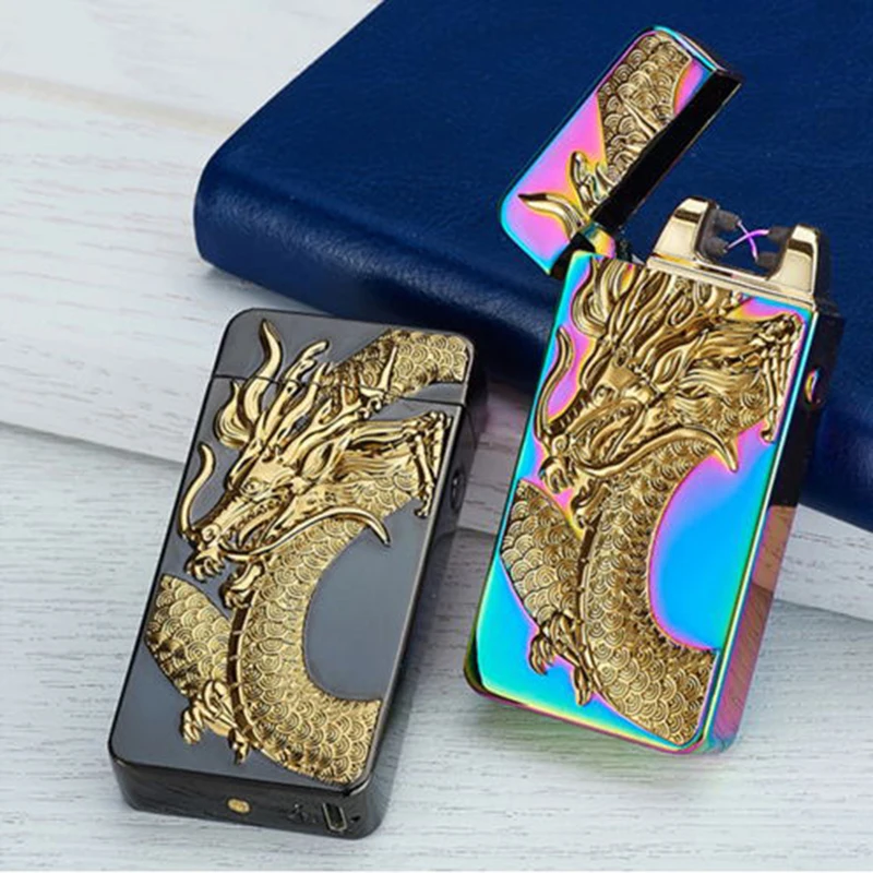 Электрическая плазменная Зажигалка Dradon Tiger eagle с двойной дугой ветрозащитные