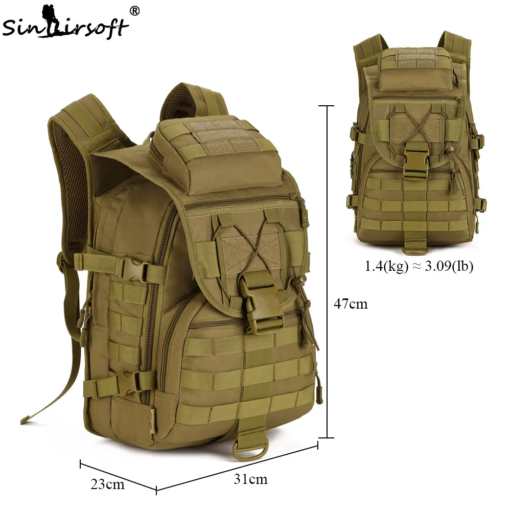 SINAIRSOFT 40L Tactical Backpack 15 Inch Laptop Military Hunting bag Outdoor Sport Camping Waterpro