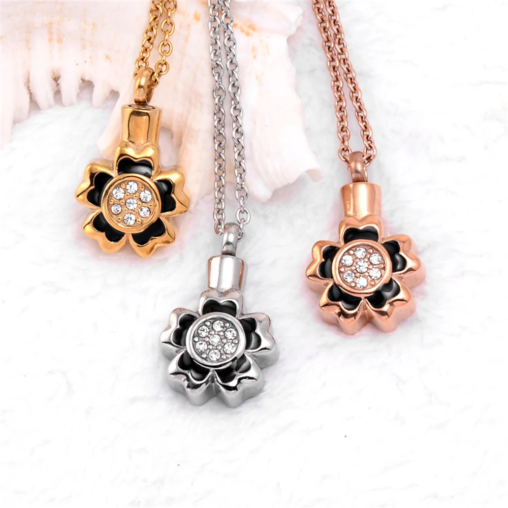 Crystal Sunflower Cremation Urn Necklace Memorial Jewelry for Ashes