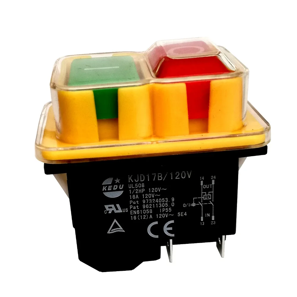 

KEDU KJD17B/120V 16A 4-контактный промышленный водонепроницаемый электромагнитный кнопочный переключатель включения/выключения кнопочный переключатель