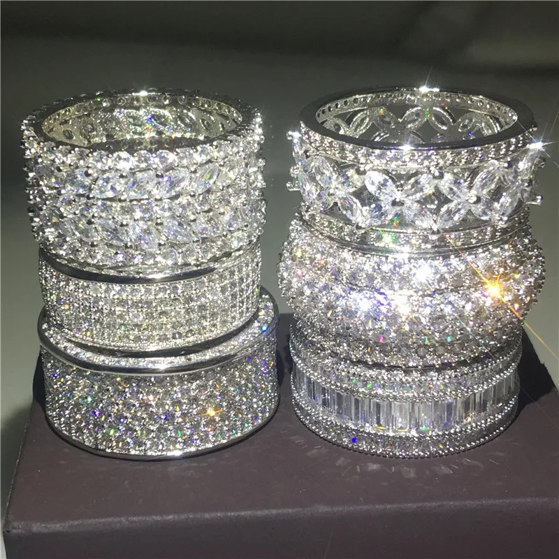 6 цветов роскошное широкое кольцо белое золото заполненное AAAAA кубический цирконий обручальное кольцо кольца для мужчин и женщин вечерние ювелирные изделия подарок