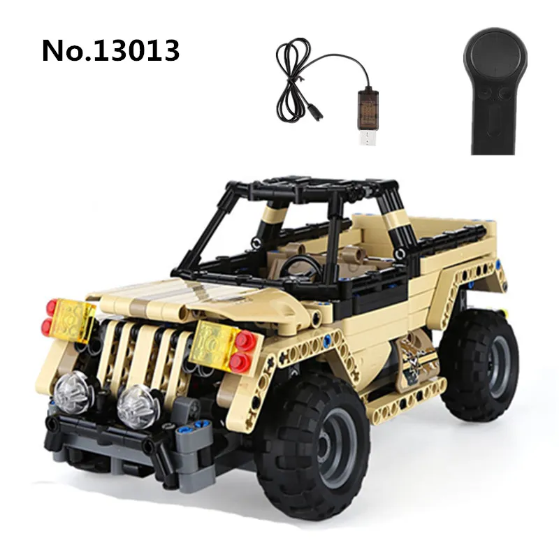

493pcs Building Blocks Bricks Remote Control Car 13013 The Military Pickup Set Series Educational Toys For Children Adults Gifts