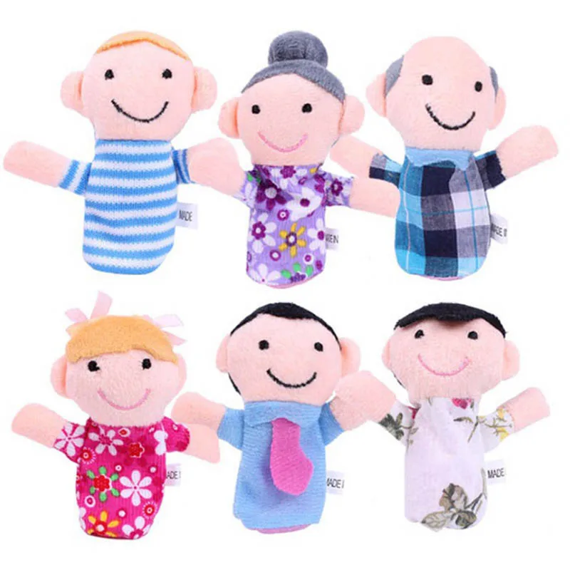 6pcs kawaii family Finger dolls Stuffed toys for children Short plush