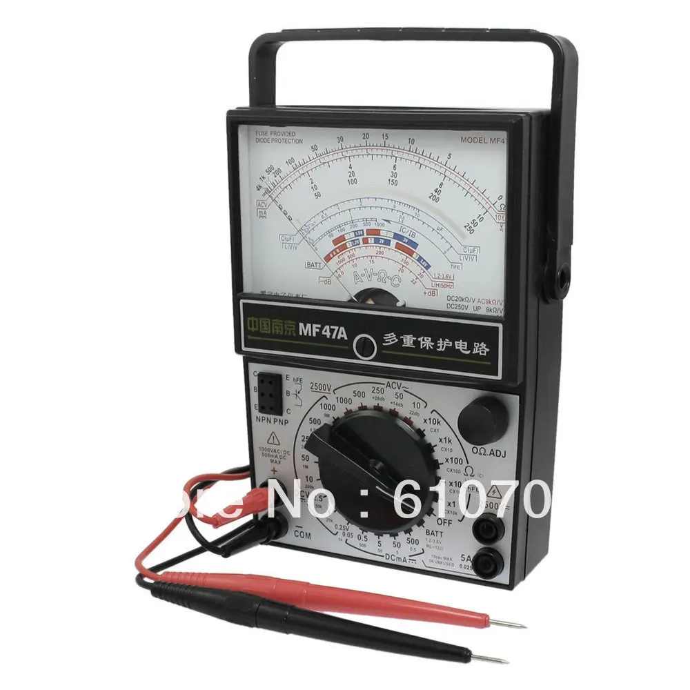 Black White AC DC Voltage Testing MF47A Analog Multimeter w 2 Test