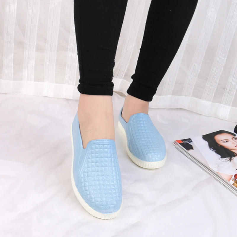 

Women's PVC Waterproof Shoes Casual Slip on Loafers 2019 Spring Summer Non-Slip Female Flat Shoe Rain Shoes For Woman Size 40
