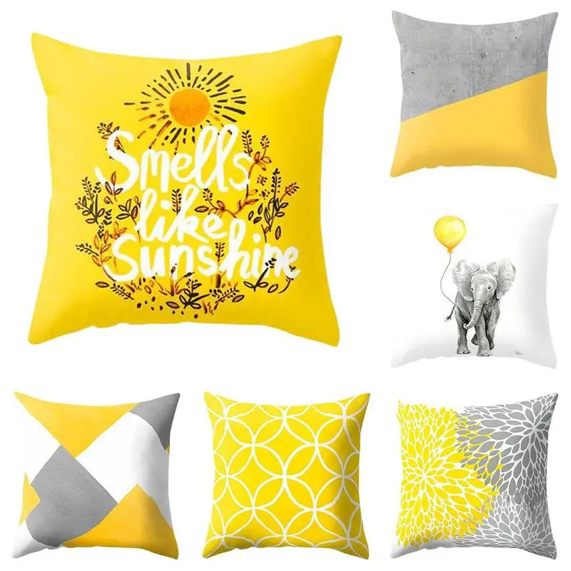 

1pcs Home Pineapple Leaf Yellow Pillow Case Cover Sofa Car Waist Throw Cushion Cover Home Decor 45*45cm