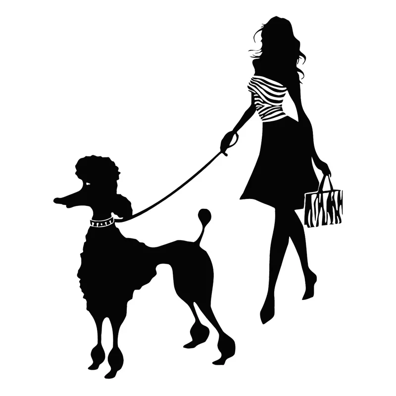 

Car stying 12*15CM Sexy Girl Poodle Dog Animal Vinyl Decal Fashion Car Sticker Accessories Fine Decals can be attached Jdm
