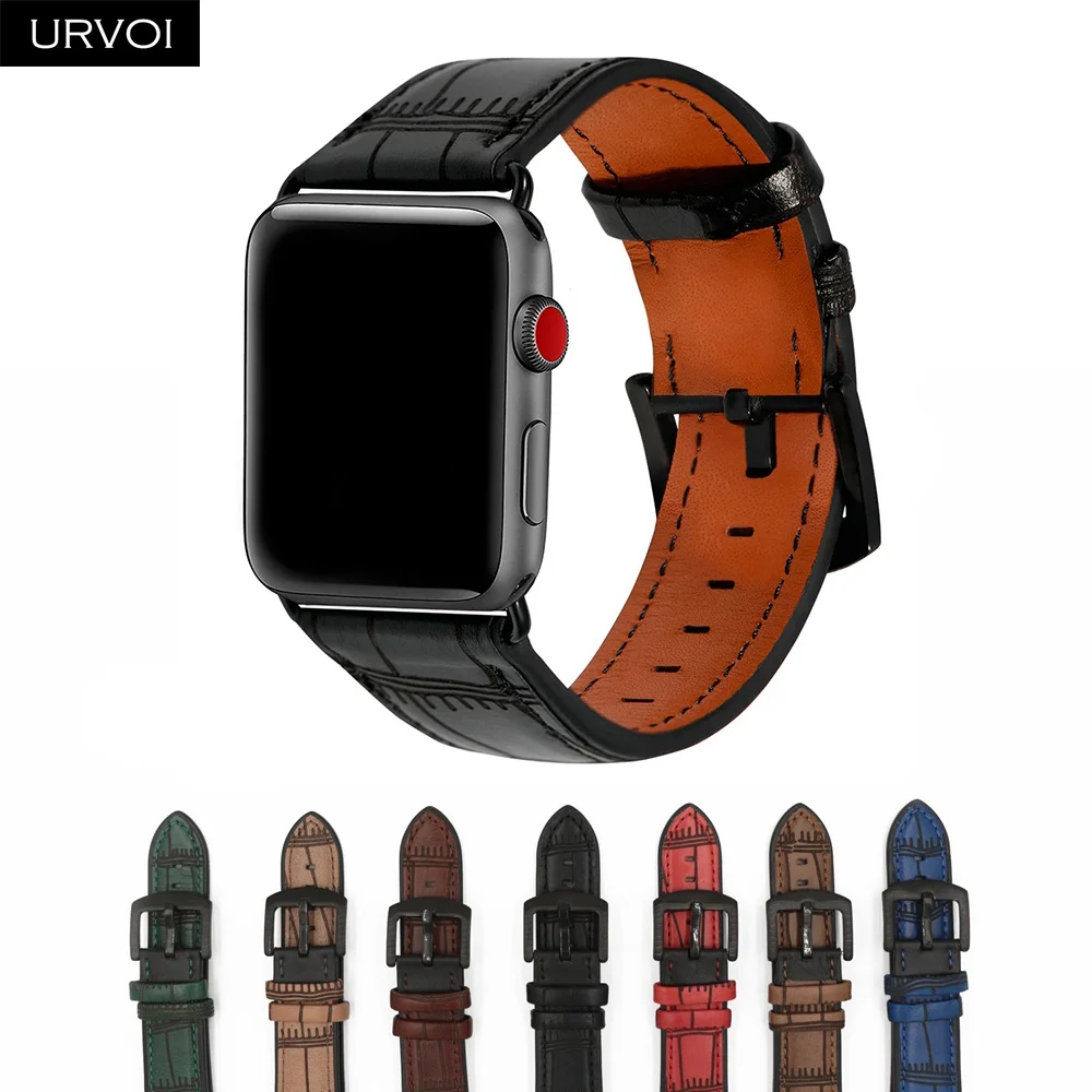 URVOI band для apple watch series 6 SE 5 4 32 1 прочный мягкий ремешок из натуральной кожи iwatch