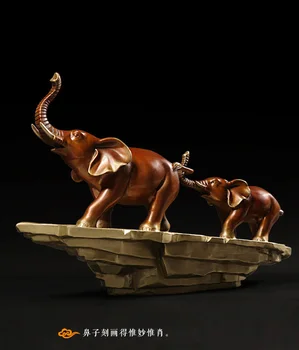 

2020 home LIVING ROOM TOP ART business Decor gifts --34 CM LARGE success RETRO Elephant bronze ART statue sculpture