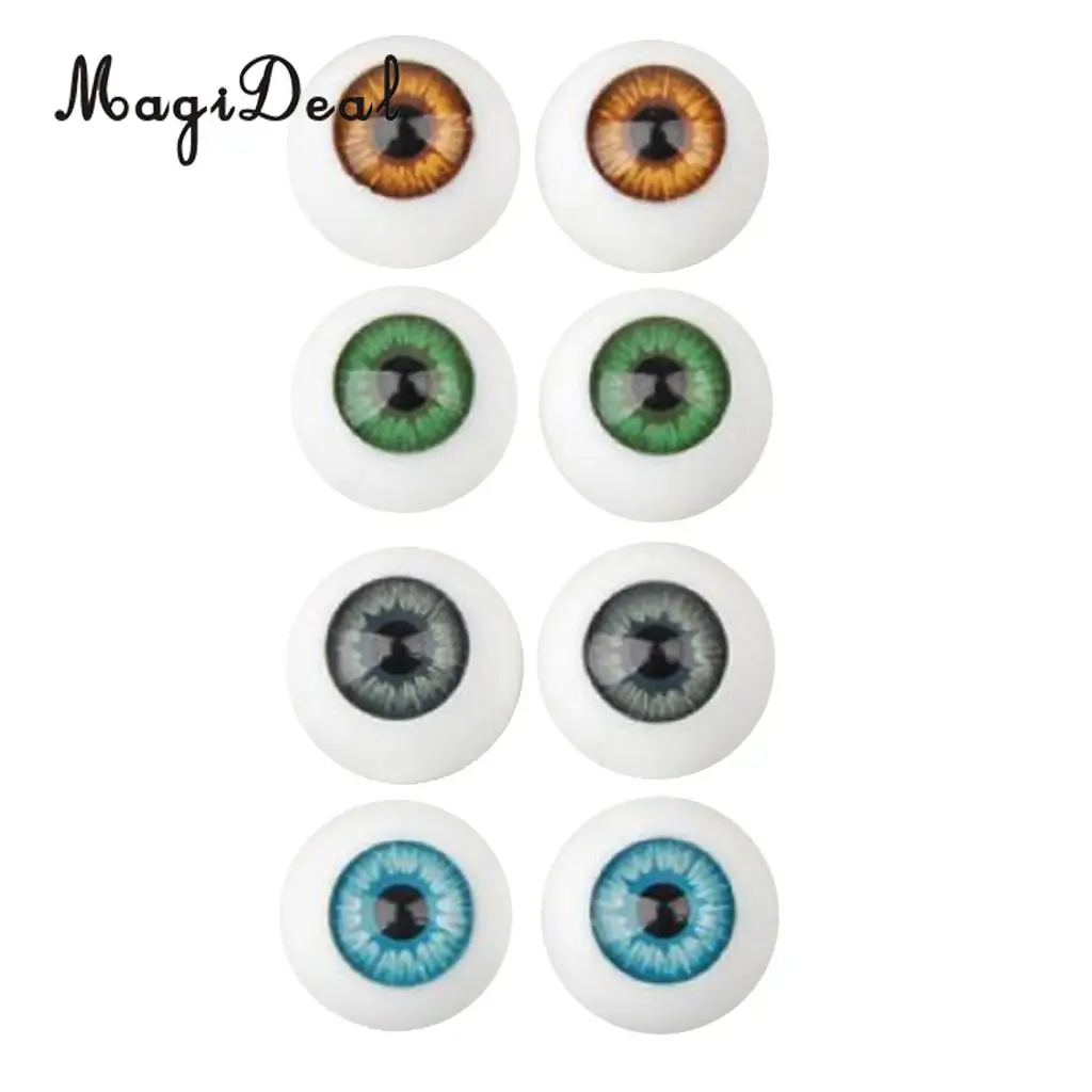 MagiDeal 8Pcs/Set Half Round Hollow Acrylic Doll Dollfie Eyes Eyeballs for Dolls Plush Animal DIY Craft Toy 16mm
