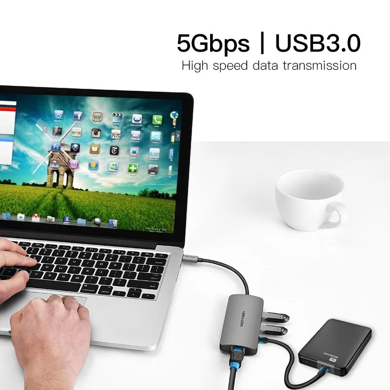  Vention USB 3.0 HUB To RJ45 Gigabit Network Card Lan Adapter USB Ethernet For Android TV Set-top Bo