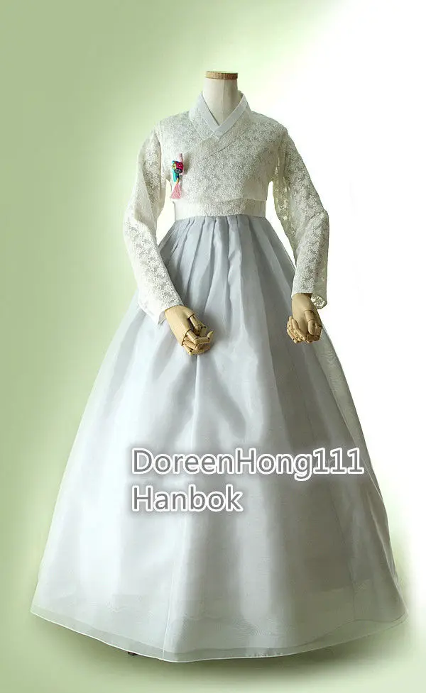 

Women Hanbok Dress Custom Made Korean Traditional Hanbok High Waist Lace Hanbok