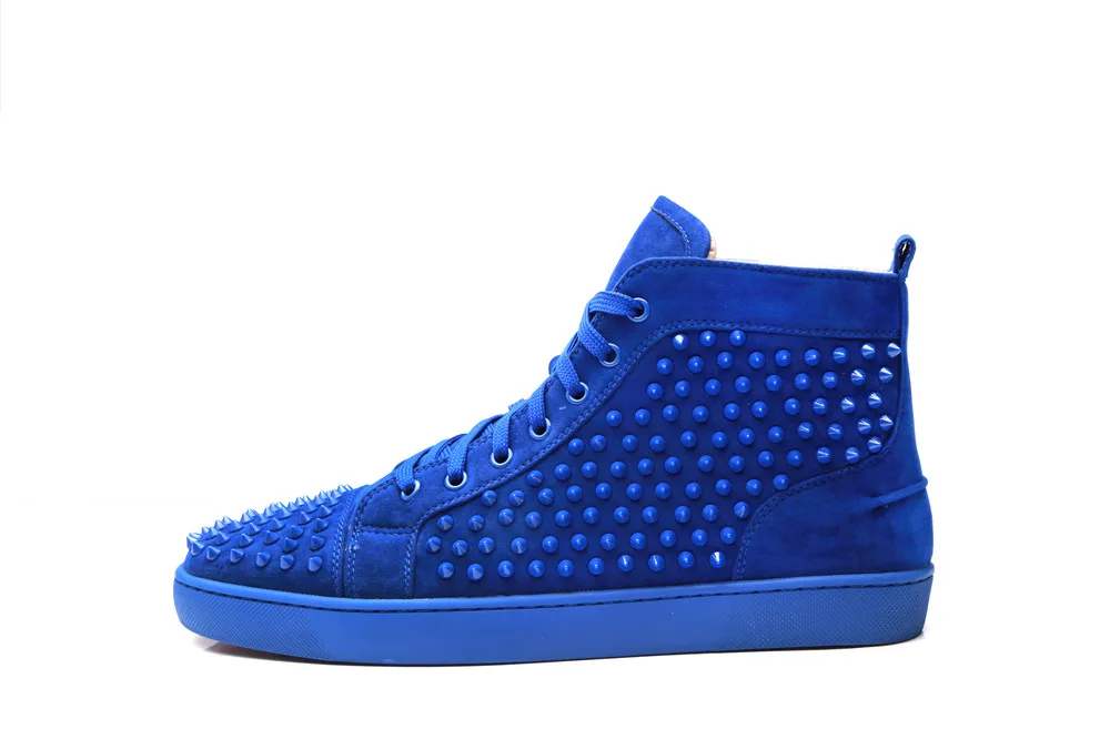 

2019 Men Flats Rivets Embellished Men Casual Shoes Round Toe Luxury Brand High Top Men Sneakers Front Lace Up Chaussures Homme