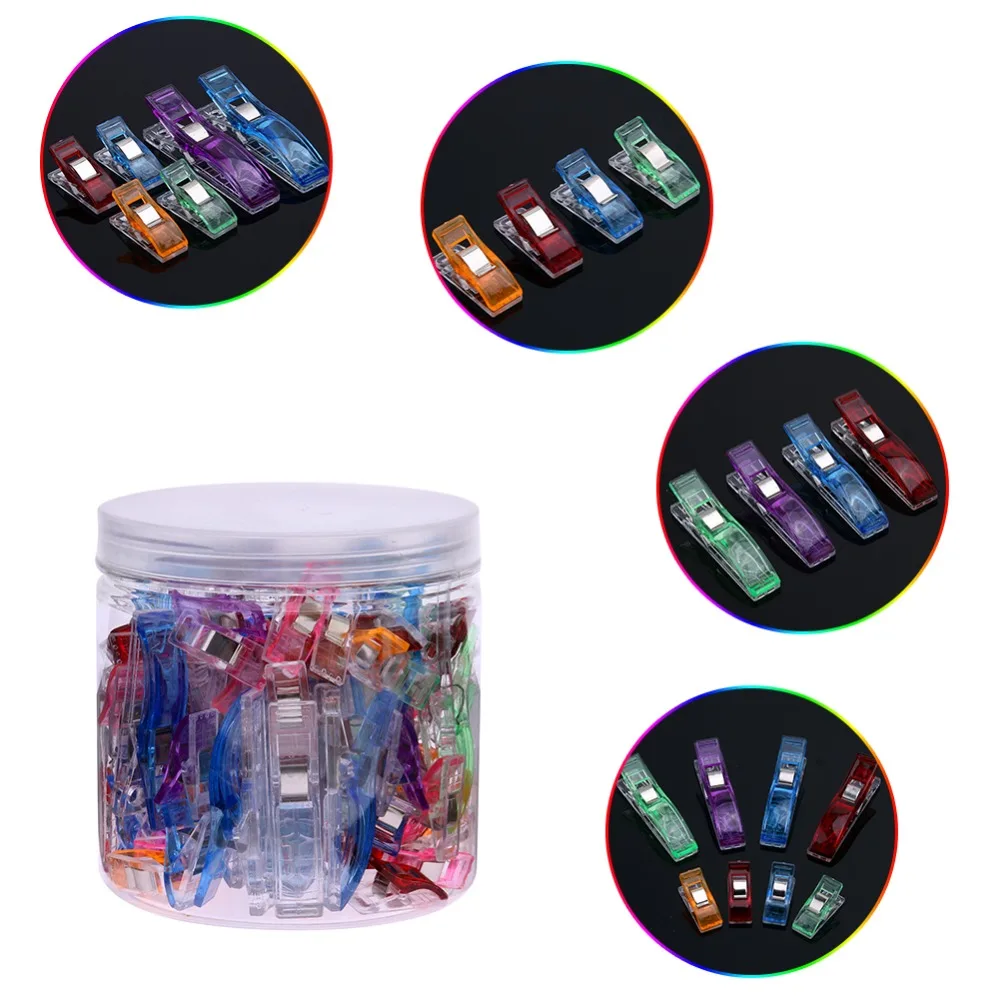 

100 Pcs 2.7cm 5.6cm Colorful Plastic Clips for DIY Patchwork Fabric Quilting Craft Sewing Garment Clips