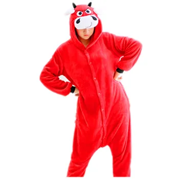 

Cartoon Anime Red Bull Bullfight Matador Onesie Halloween Cosplay Animals Red Cow Adult Women Men's Pajamas Sleepwear Jumpsuit