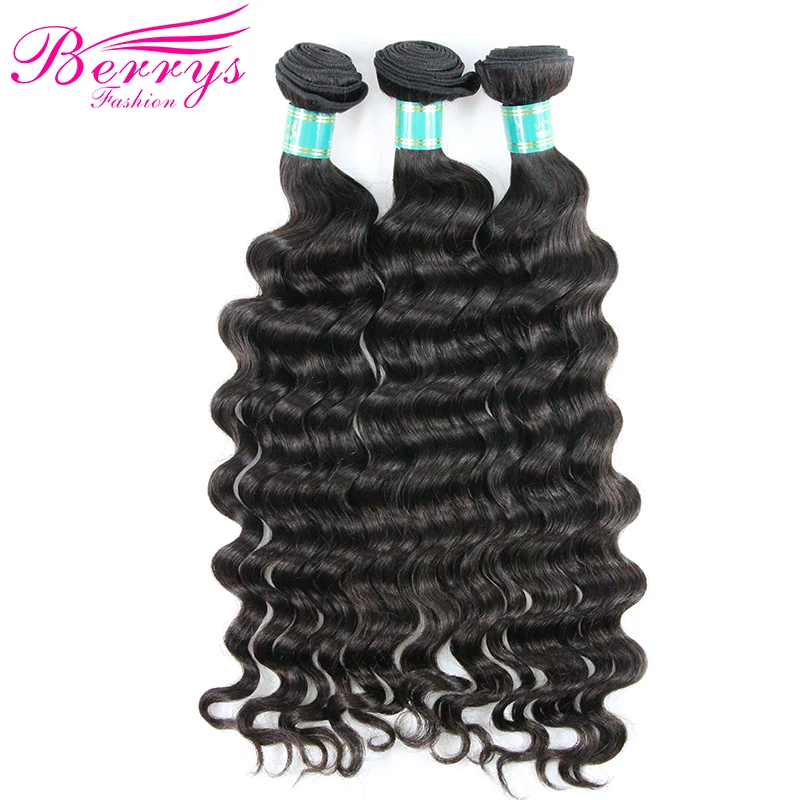 Weave Berrys Fashion Virgin-Hair Deep-Wave 3-Bundles 100%Human-Hair-Extension 10A Brazilian