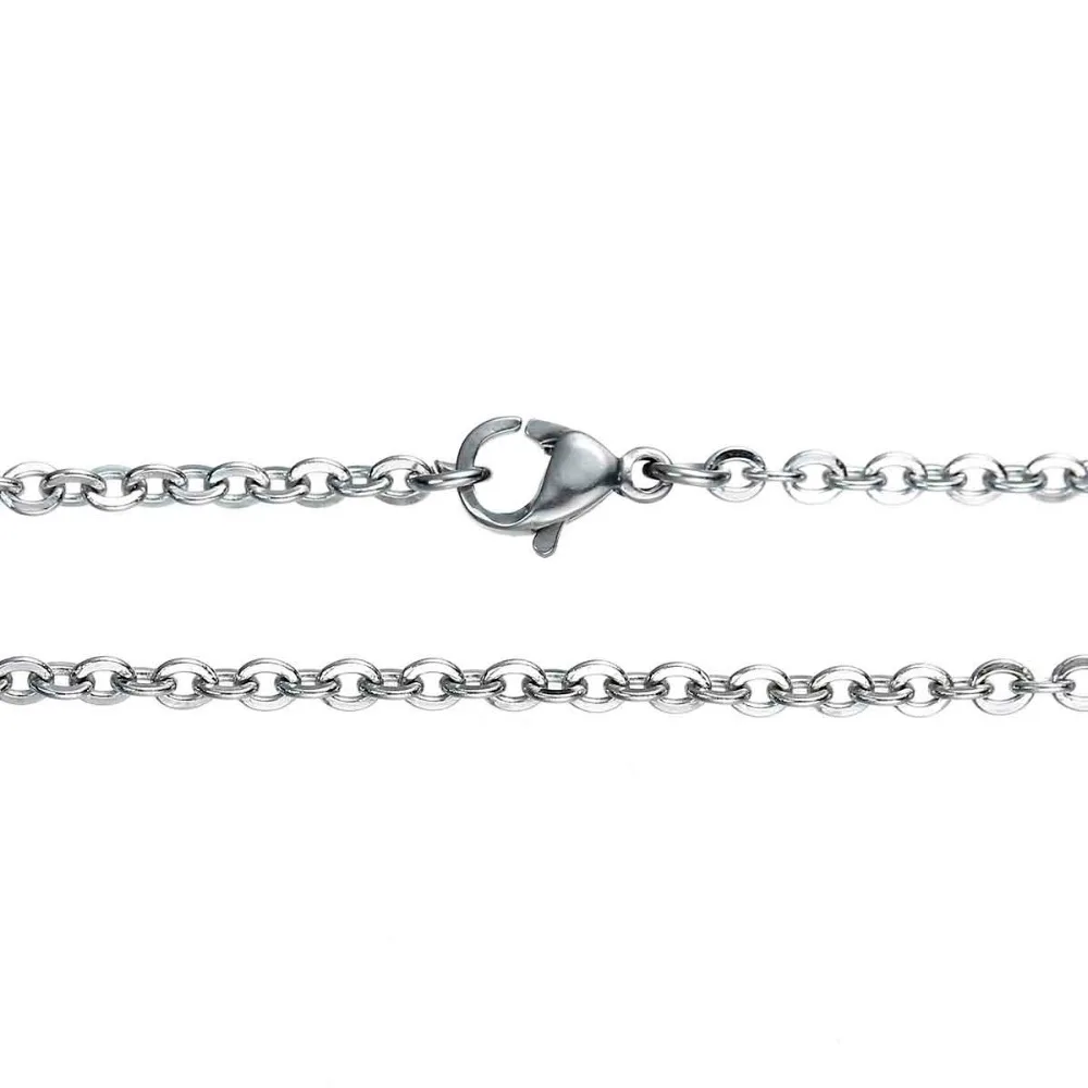 DoreenBeads 304 الفولاذ المقاوم للصدأ مجوهرات سلسلة قلادة الفضة لهجة رابط كابل سلسلة مع مخلب جراد البحر المشبك 51 سنتيمتر طويلة ، 1 قطعة