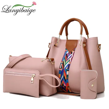 

Brand Women Handbag 4 Piece Set Ladies Fashion Messenger Bags Leather Casual Lady Shoulder Bag Woman Shopper Tote With Wallet