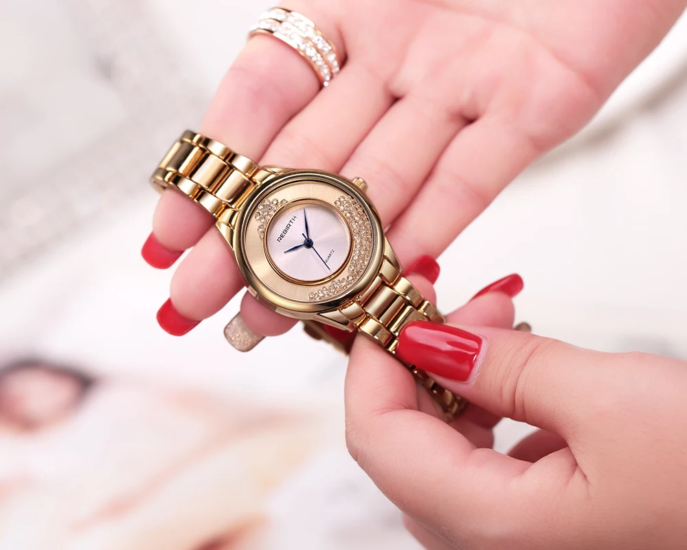 REBIRTH 2017 Hot Sale Women Watches Luxury Lady Watch Woman gold Wristwatches Fashion Crystal Watches Gift Watch Women Relogios