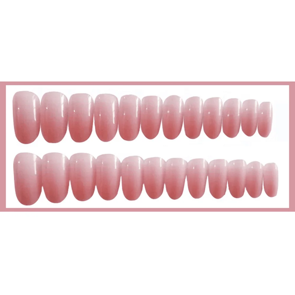 24 шт конфеты розовые французские накладные ногти искусственные накладные ногти нажмите на полное покрытие ногти Советы телесного желе короткая круглая головка с клеем