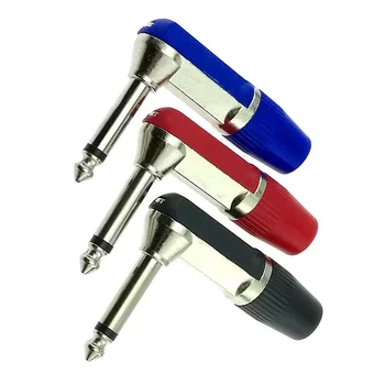 

10pcs 0.25" 6.35 mm Mono Audio Plug Male Wire Solder 6.5 Amplifier Microphone Plug 6.35 Mono Sophomore Core 90 Degree Elbow