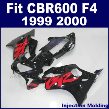 

Customize Injection motorcycle fairing sets for HONDA 1999 CBR600 F4 2000 CBR600F4 99 00 CBR600F black red fairngs body parts