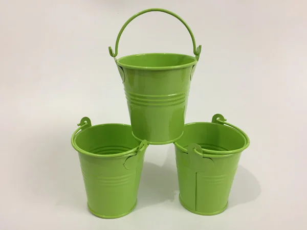 

D7xH7CM Light Green mini Pails Flowerpots Mini Buckets metal baby showers favor holder Succulent pots for kindergarten
