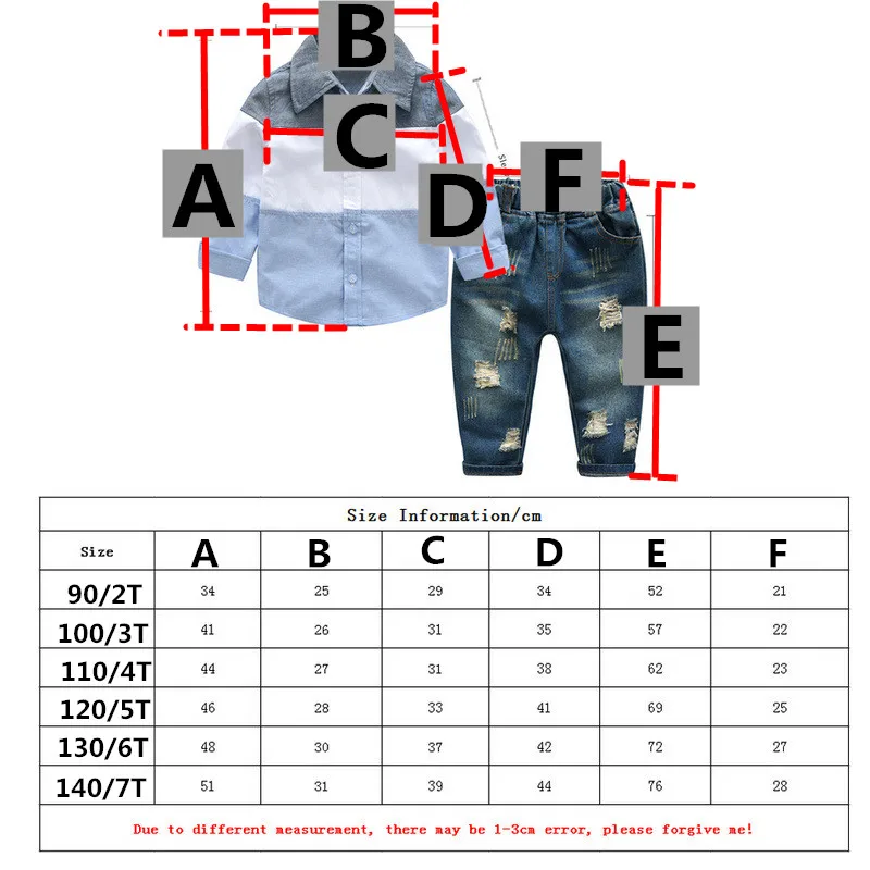 Одежда для маленьких мальчиков 3 цвета, Лоскутная рубашка+ джинсы, комплект для детей от 2 до 7 лет осенний костюм для мальчиков комплект детской одежды на пуговицах
