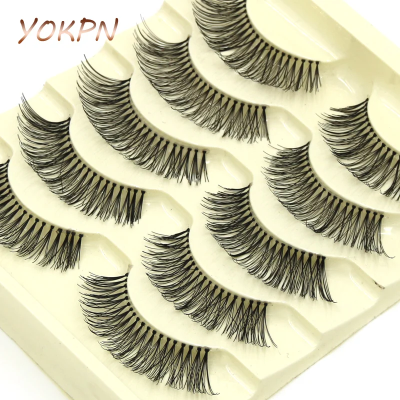 

YOKPN New Transparent Cotton Thread False Eyelashes Soft Natural Long Clutter Fake Eyelashes Daily Makeup Tools Eye Lashes