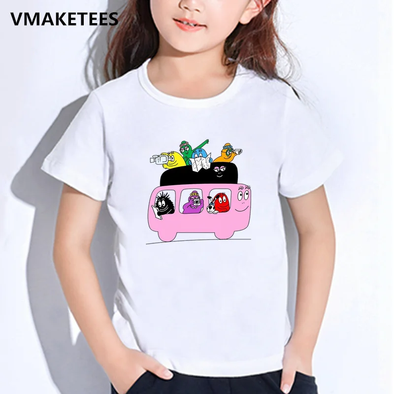 Для детей, на лето короткий рукав для мальчиков и девочек футболки мультфильм Barbapapa принт Детская футболка Повседневное забавная одежда для малышей футболка, HKP5162