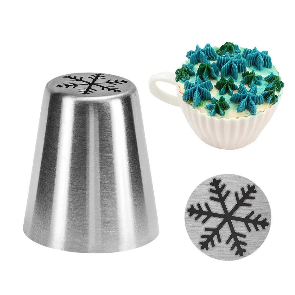 

1pc Snowflake pattern Stainless Steel Dessert Decorators Russian Nozzle Flower Fondant Icing Piping Pastry Tip Cream Torch