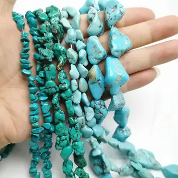 

Free Shipping Freeform Gravel Natural Turquoises Stone Beads In Loose 15" Strand 5-8MM Pick Color For Jewelry Making