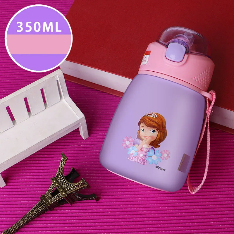 Disney 350 мл детские соломенные изоляционные чашки герметичные чашки из нержавеющей стали для девочек милые с соломенной Детские обучающая Емкость - Цвет: Розовый