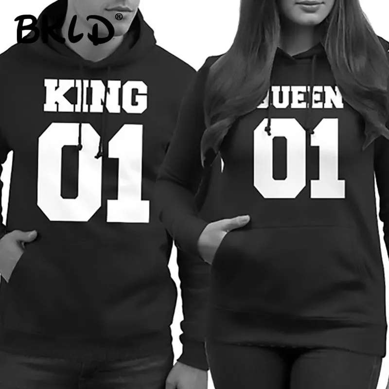 BKLD 2018 Autumn Winter Couple Clothes Hoodies KING Queen Print Harajuku Sweatshirts Lover Pullover