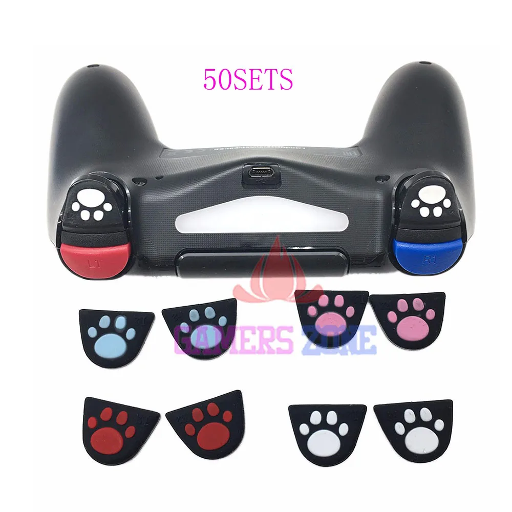 

50Sets Cat Paw Custom Design Silicon Trigger Buttons Sticker W/ Adhensive for PS4 Controller L2 R2 Button Cover