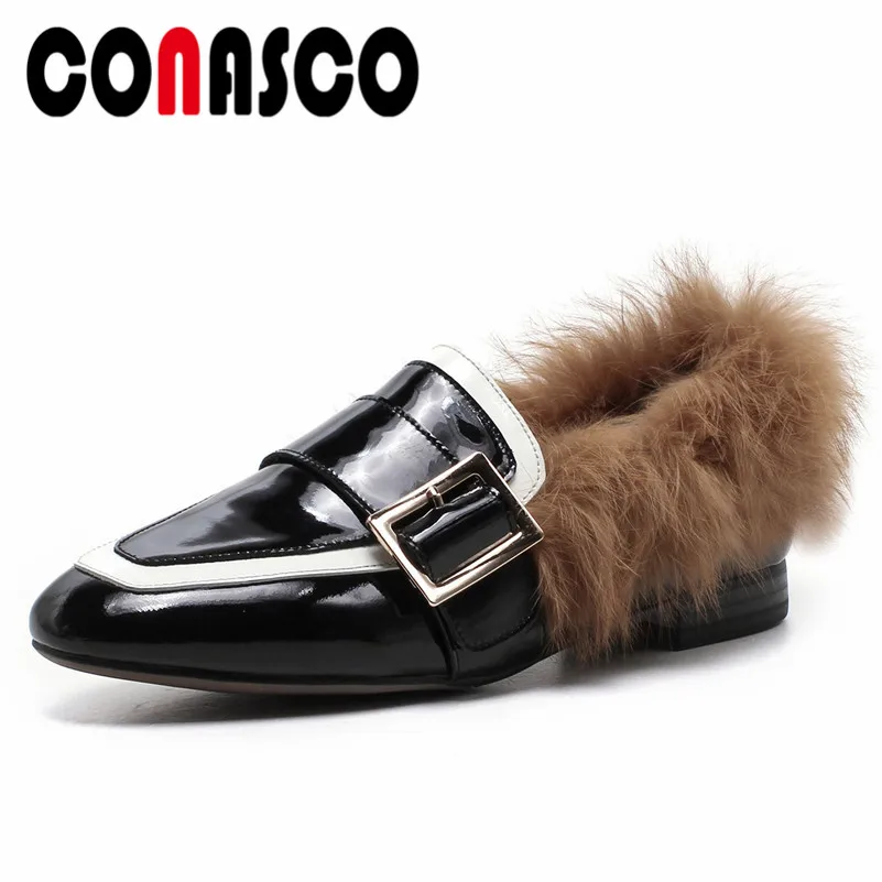 CONASCO/пикантные женские классические туфли-лодочки на высоком каблуке с мехом, сезон осень-зима, вечерние свадебные туфли, женские