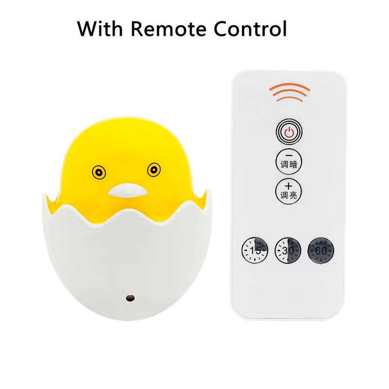 With Remote Control ANBLUB, светодиодный ночник с желтой уткой, Датчик управления, светодиодный настенный светильник, пульт дистанционного управления для дома, спальни, детей, подарок, штепсельная вилка европейского стандарта - Испускаемый цвет: With Remote Control