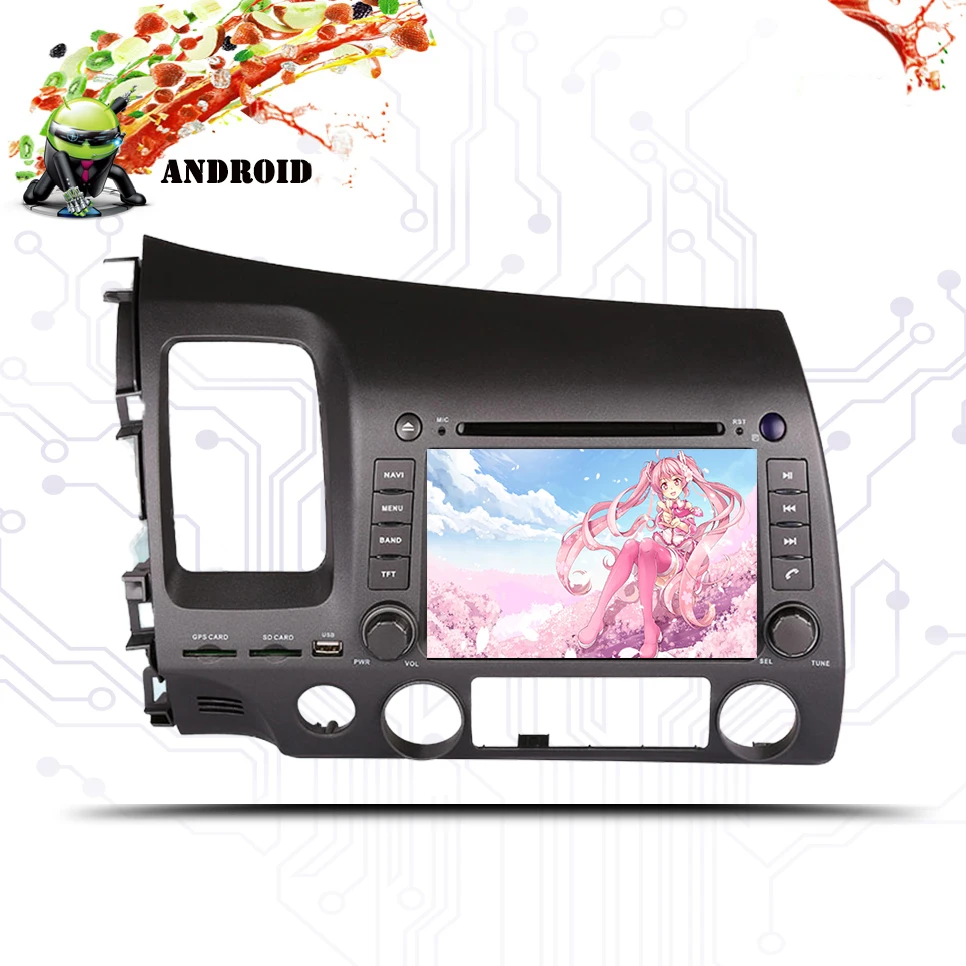 Flash Deal 8 inch 2 din Android 9.0 64GB Car Dvd Player For honda civic 2006-2011 Auto Radio tape recorder Video Gps WIFI RDS usb audio 0