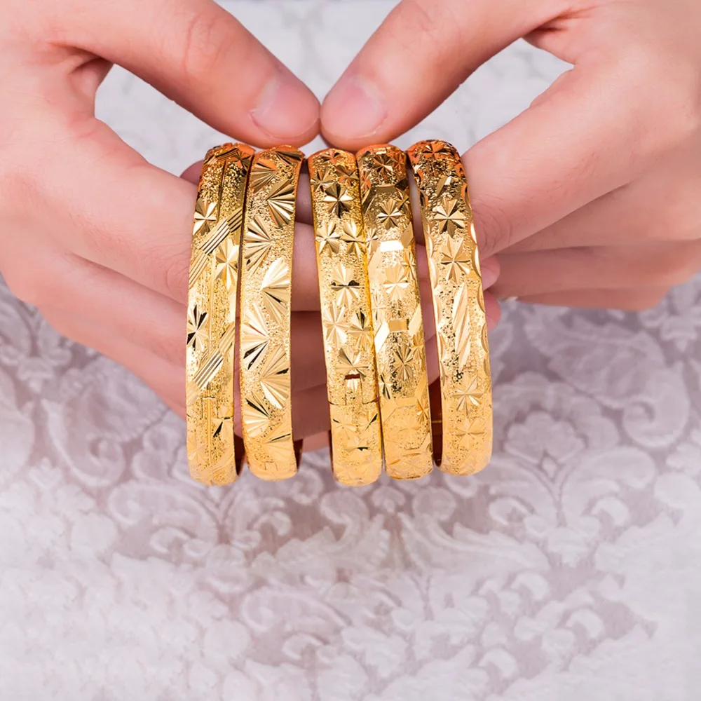 

1 Pc Openable Luxury Dubai Gold Bangles Women's Caved Bracelet Fashion Jewelry Gift #249831