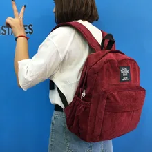 Vintage preppy style backpack all match harajuku student corduroy school bag travling bag fashion young lady japanese book bag