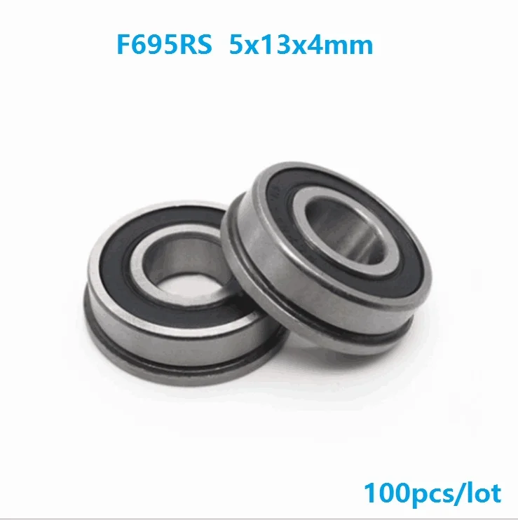 100 шт./лот F695-2RS F695RS ABEC-1 5x13x4 мм фланец шарикоподшипником 5*13*4 фланцевые подшипники F695 2RS RS