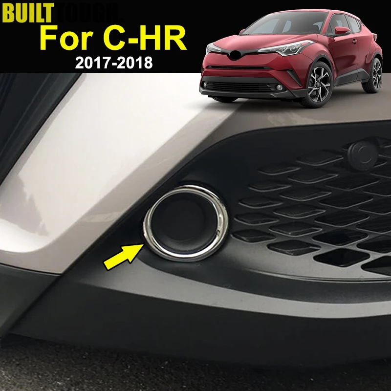 

For Toyota C-HR CHR 2017-2019 Chrome Front Head Fog Light Foglight Lamp Cover Trim Ring Insert Bumper Molding Garnish Decoration