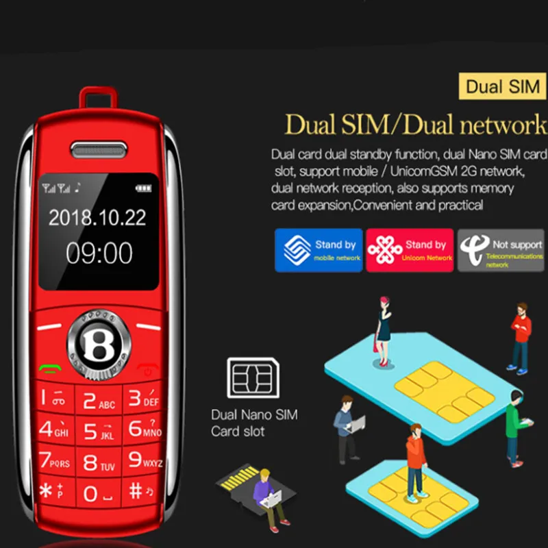 Portable mini bluetooth call dual Card MP3 mobile