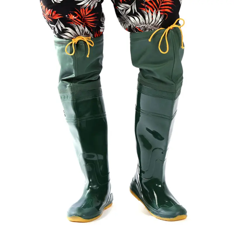 High Jump Overknee PVC Fishing Waders Cold&Wear resisting Soft Sole