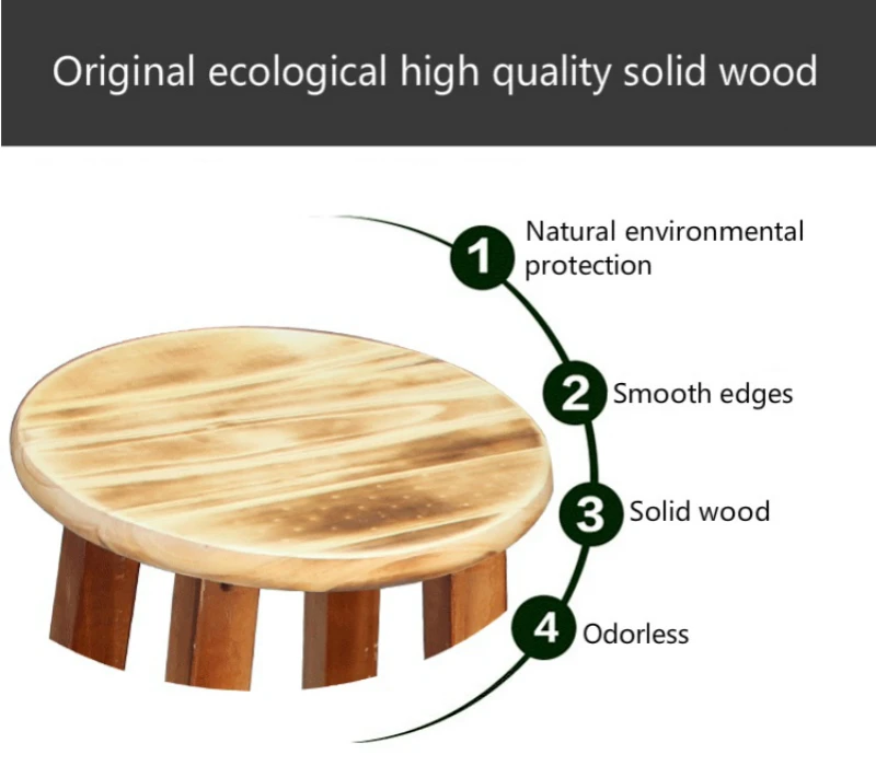 Simple Style Wooden Bar Chair Commercial Dining Stool Multifunction High Round Stool Reinforce Step Stool Retro Dressing Seat