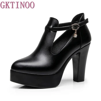 

GKTINOO High quality Spring Big Size 33-43 Sexy High Heels Platform Shoes Pumps Women's Dress Fashion Leather shoes lady Pumps